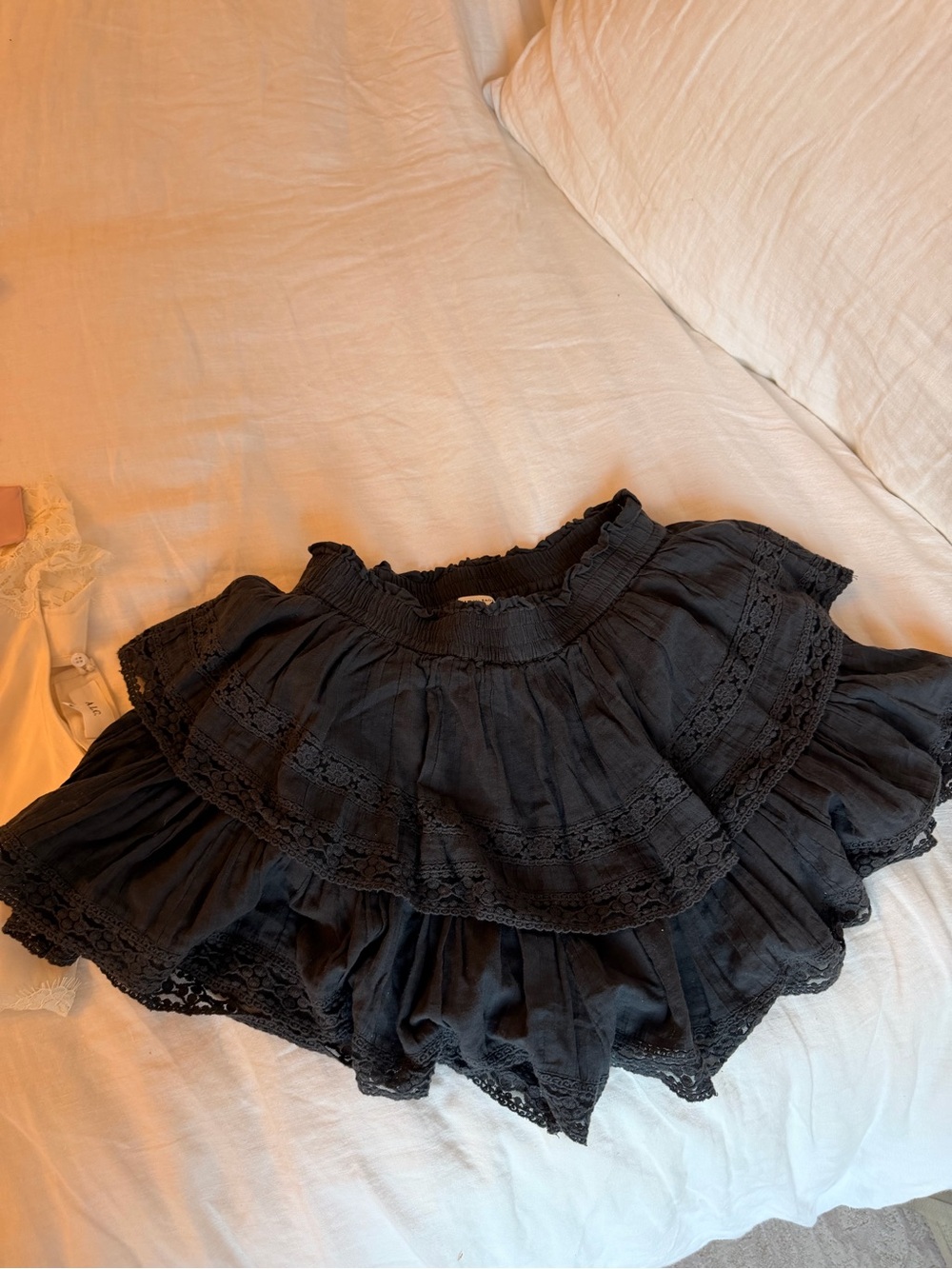 American Eagle Outfitters Black Tiered Lace Skater Skirt